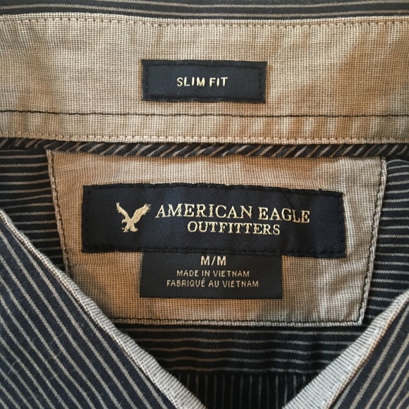 American Eagle Slim Fit Button Down Long Sleeve Blue Shirt. Sz: Medium - Picture 5 of 9